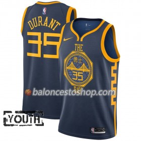Camiseta Niños NBA Golden State Warriors Kevin Durant 35 2018-19 Nike City Edition Navy Swingman
